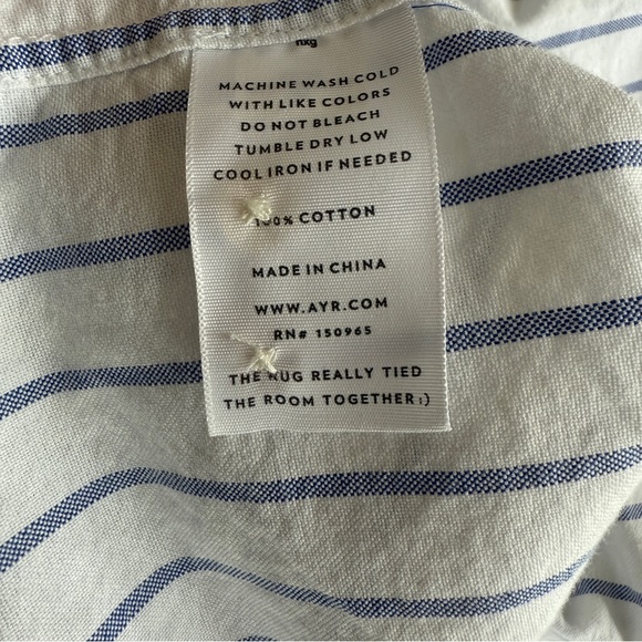 AYR The Deep End Button Down Shirt in white with blue stripes, M - Picture 4 of 6